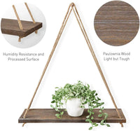 Rustic Rope Hanging Wood Shelf