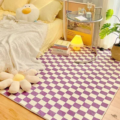 Retro Checkerboard Plush Area Rug