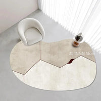 Irregular Cream Oval Area Rug