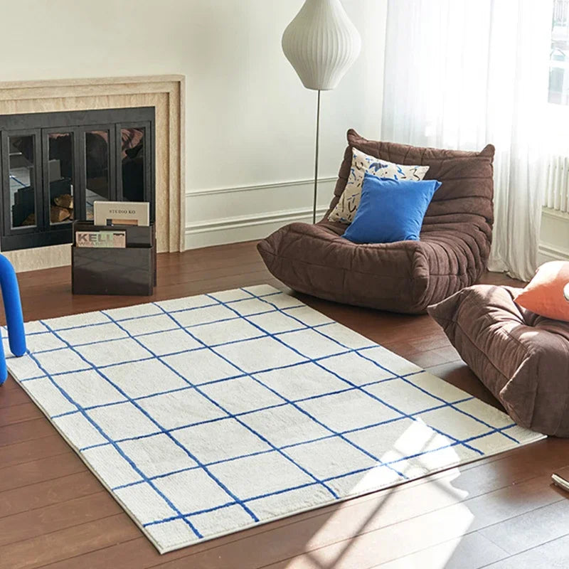 Retro Checkerboard Plush Area Rug