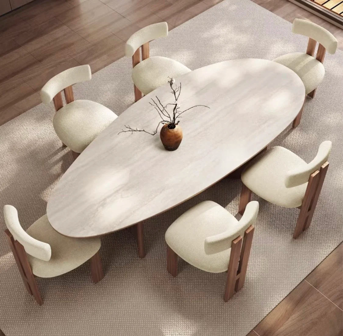 Oval Rock-Plate Dining Set