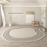Irregular Cream Oval Area Rug