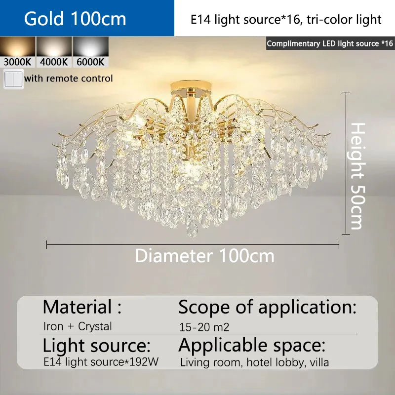E14 Crystal Ceiling Chandelier
