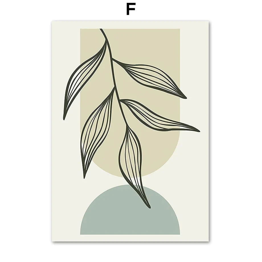 Sage Leaf Geometric Canvas