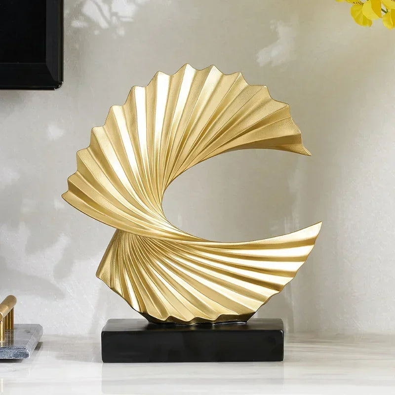 Golden Abstract Resin Sculpture