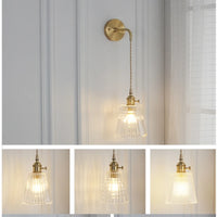 Japanese Brass Glass Wall Lamp