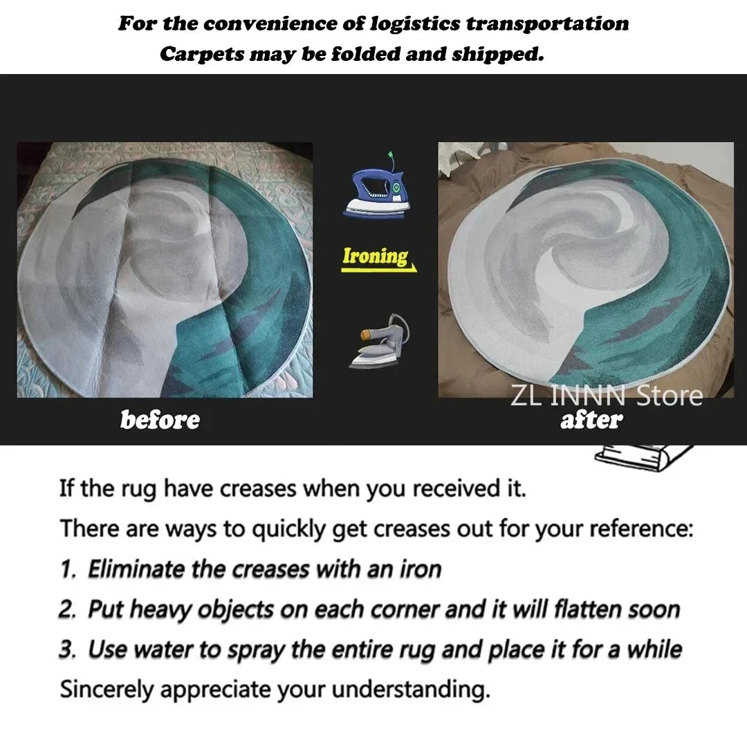 Irregular Cream Oval Area Rug