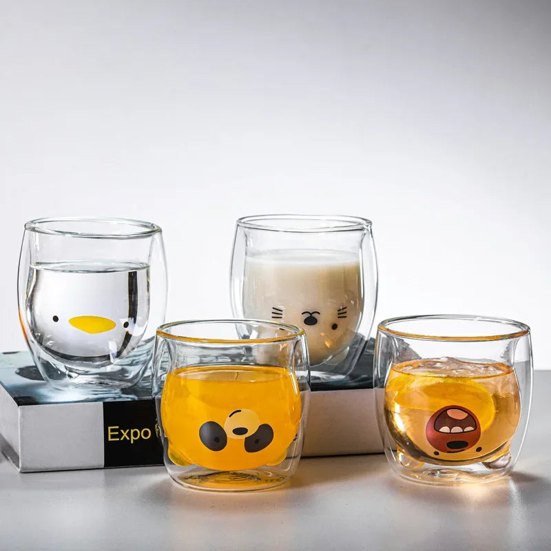 Cute Animal Double Glass