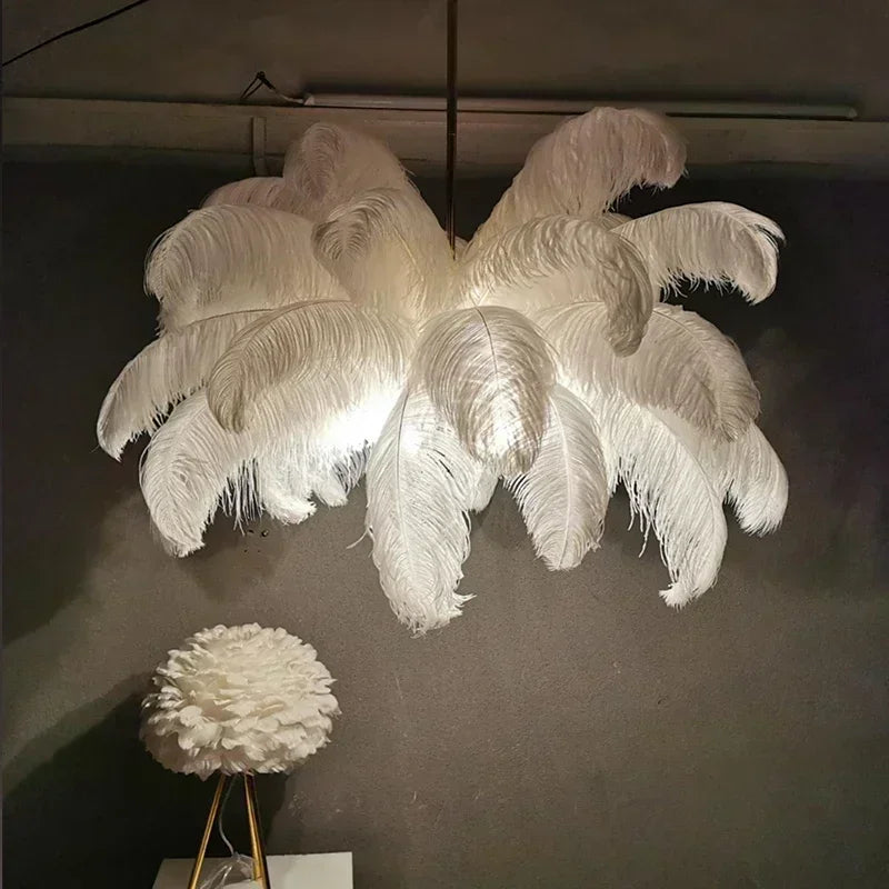 Feathered Ostrich Pendant Chandelier
