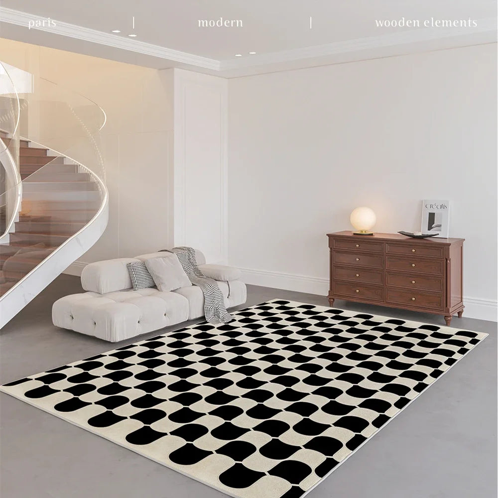 Retro Checkerboard Plush Area Rug