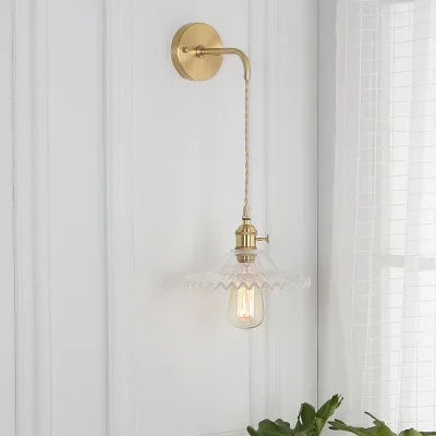 Japanese Brass Glass Wall Lamp