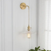 Japanese Brass Glass Wall Lamp