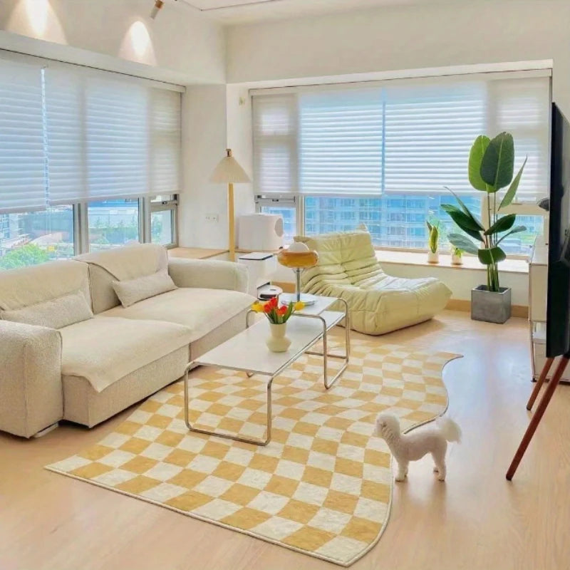 Retro Checkerboard Plush Area Rug