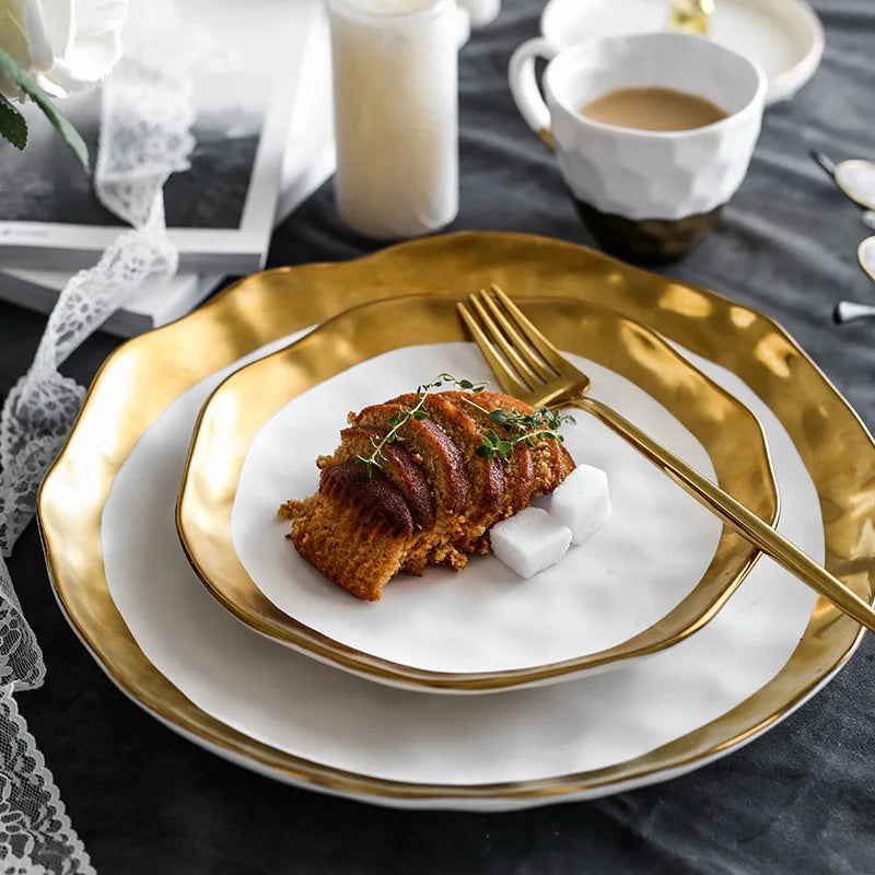 Gold Rim Porcelain Dinner Plate