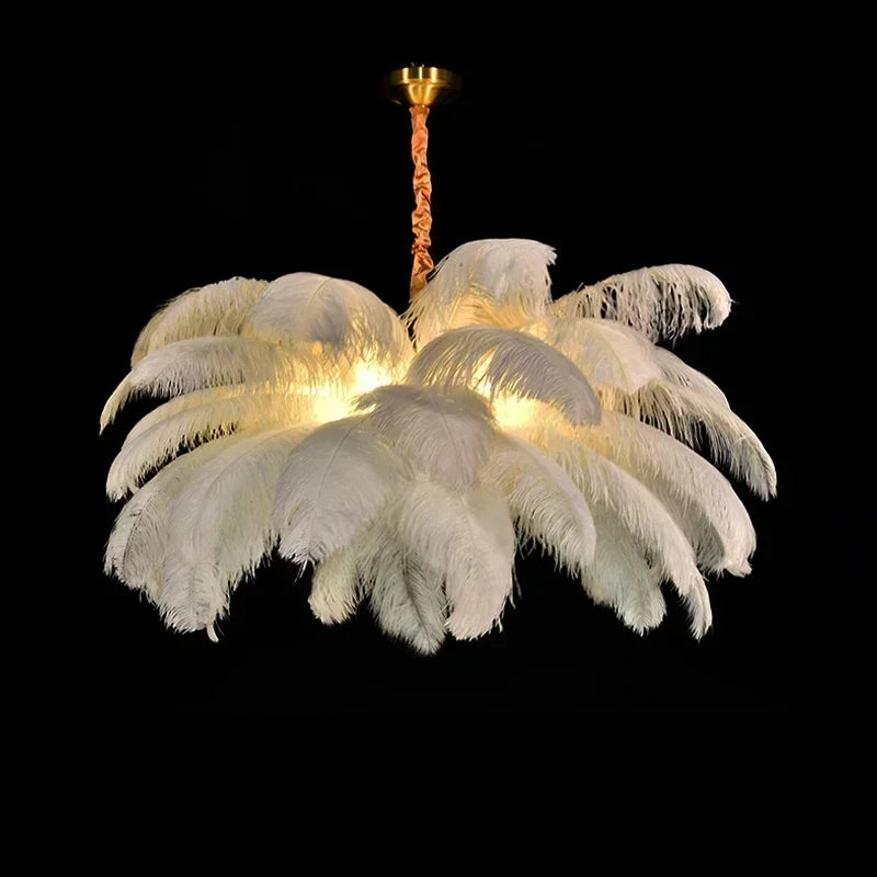 Feathered Ostrich Pendant Chandelier
