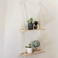 Rustic Rope Hanging Wood Shelf