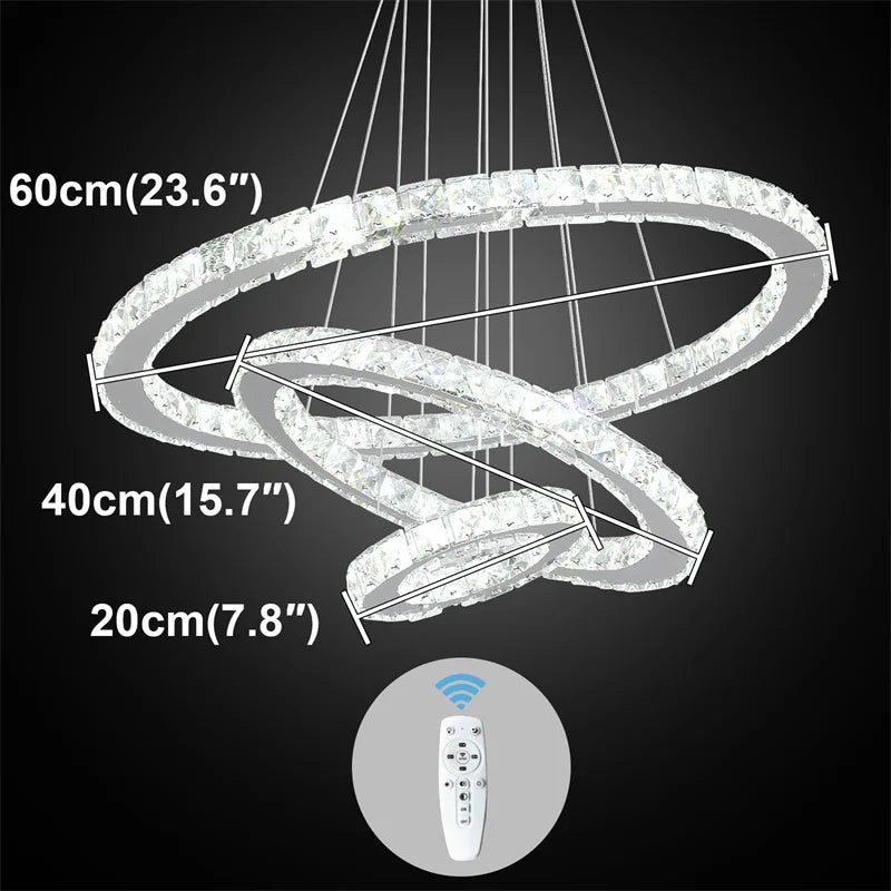 Remote-Dimming Crystal Ring Chandelier