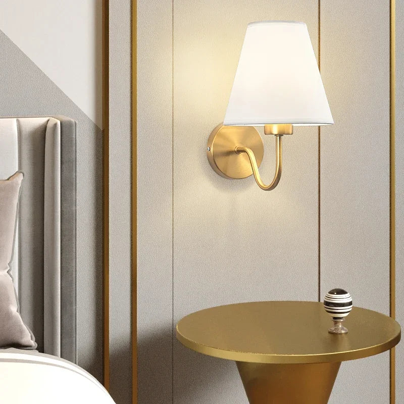 Fabric Shade Bedside Wall Lamp