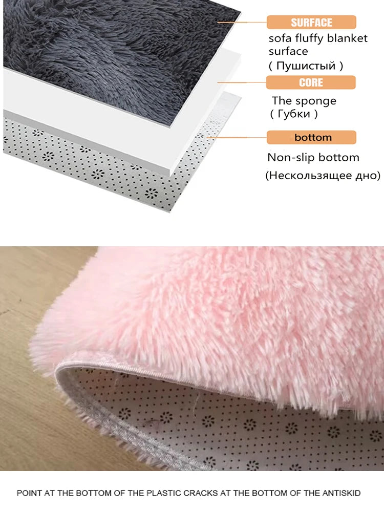 Fluffy Round Bedroom Area Rug