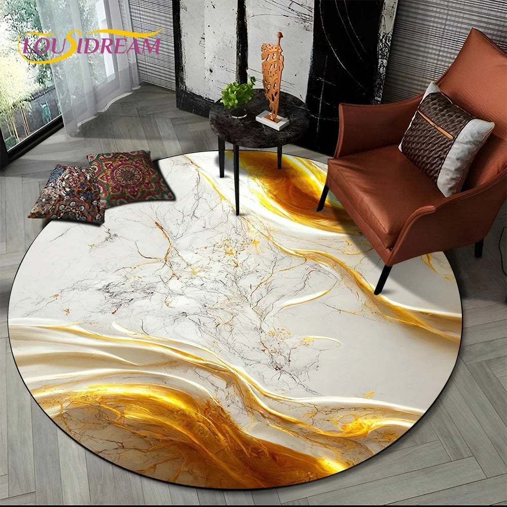 Marble Pattern Round Area Rug
