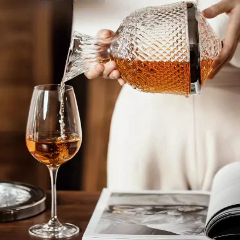 Rotating Crystal Whisky Decanter Set