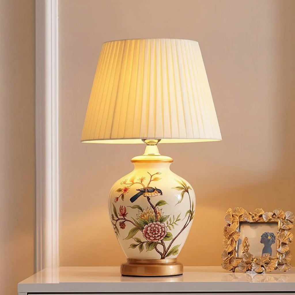 Painted Ceramic Bird Lamp