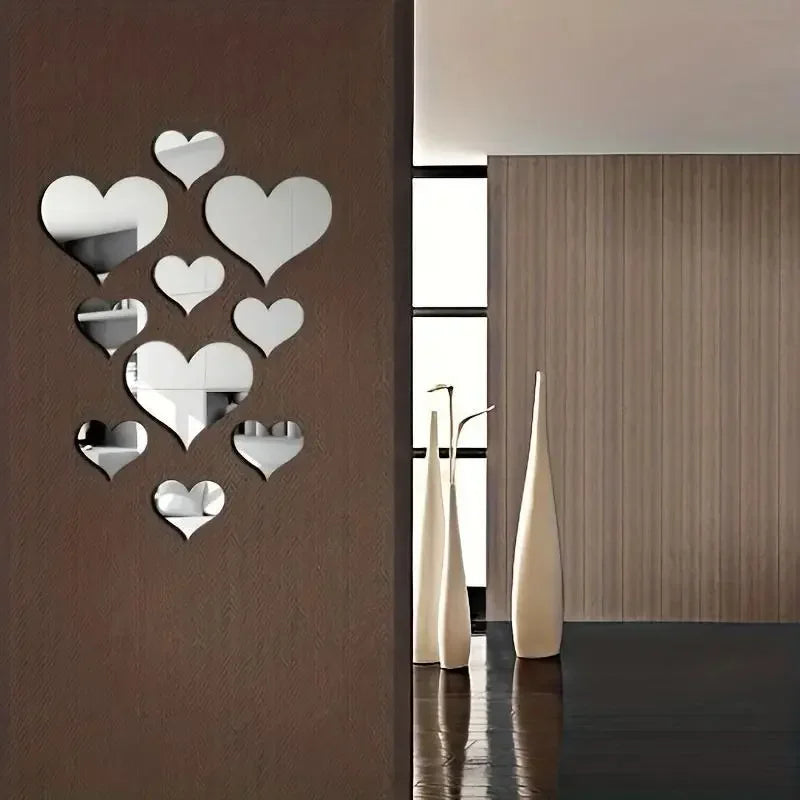 3D Heart Mirror Stickers
