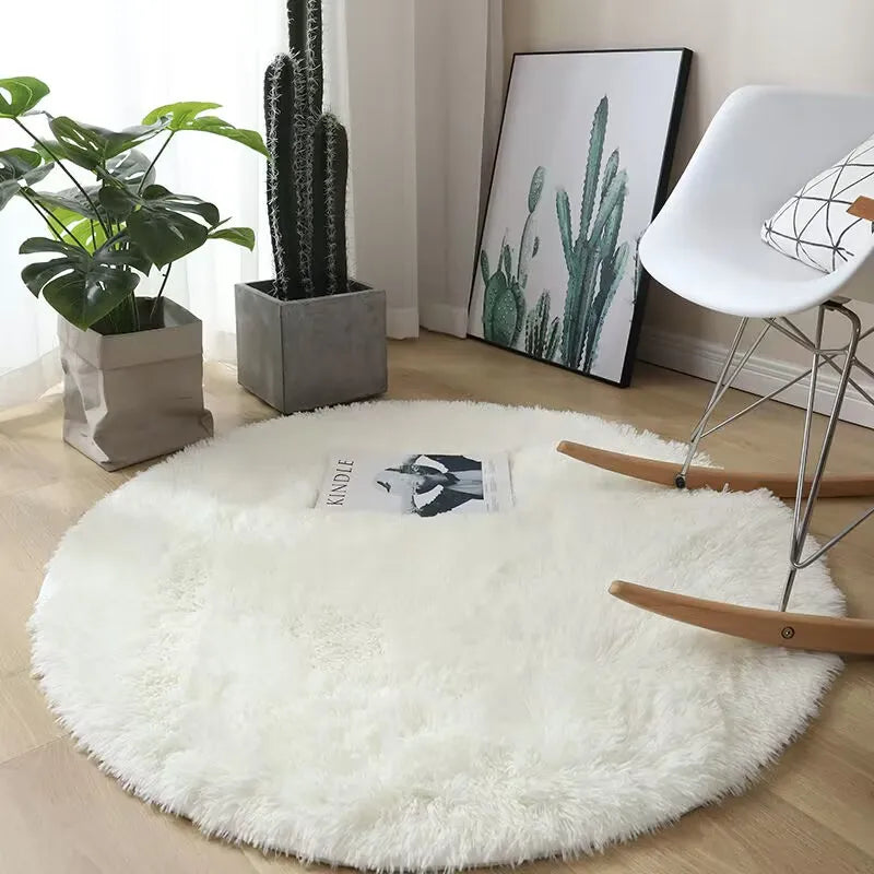 Fluffy Round Bedroom Area Rug