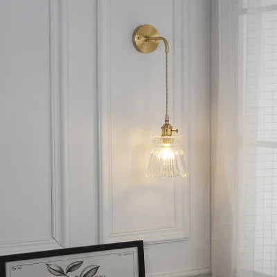 Japanese Brass Glass Wall Lamp
