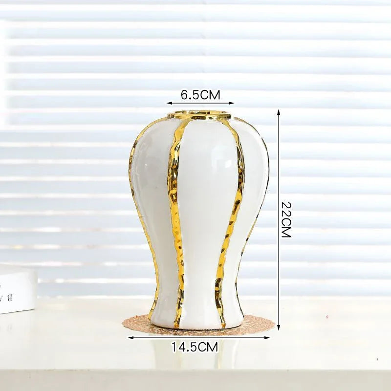 Gold Edged White Vase