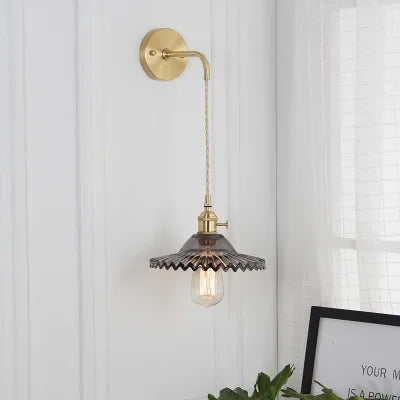 Japanese Brass Glass Wall Lamp