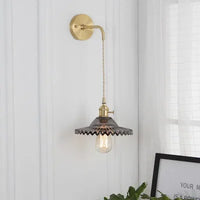 Japanese Brass Glass Wall Lamp