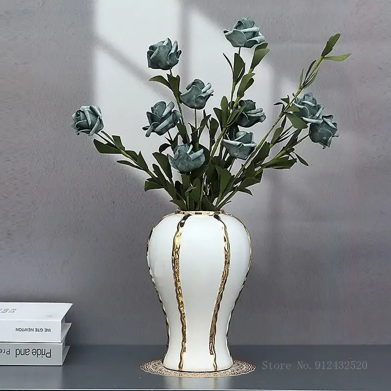 Gold Edged White Vase