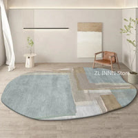 Irregular Cream Oval Area Rug