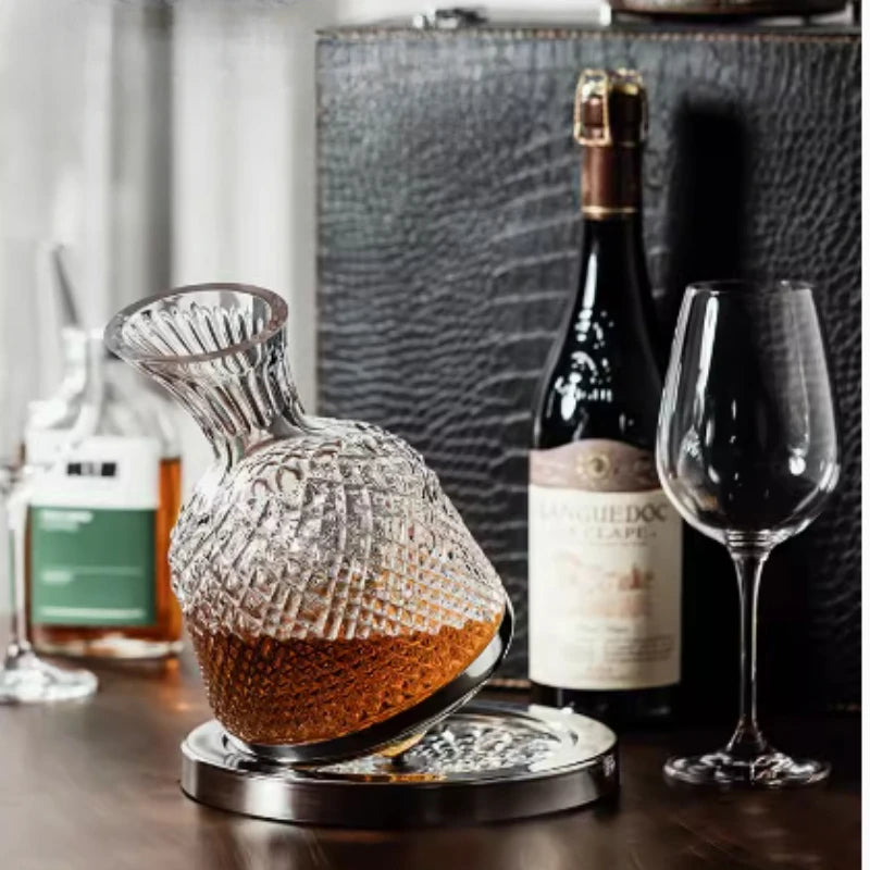 Rotating Crystal Whisky Decanter Set