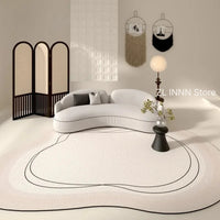 Irregular Cream Oval Area Rug