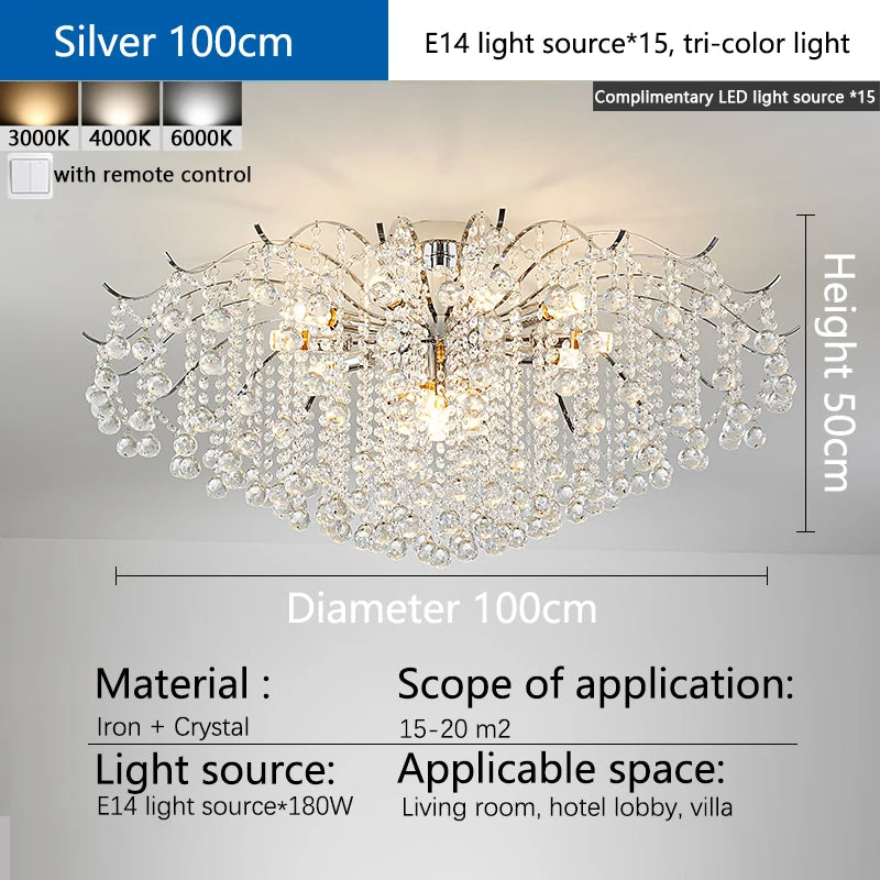 E14 Crystal Ceiling Chandelier