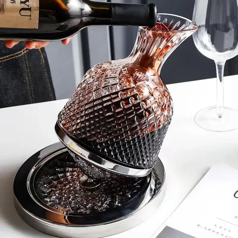 Rotating Crystal Whisky Decanter Set