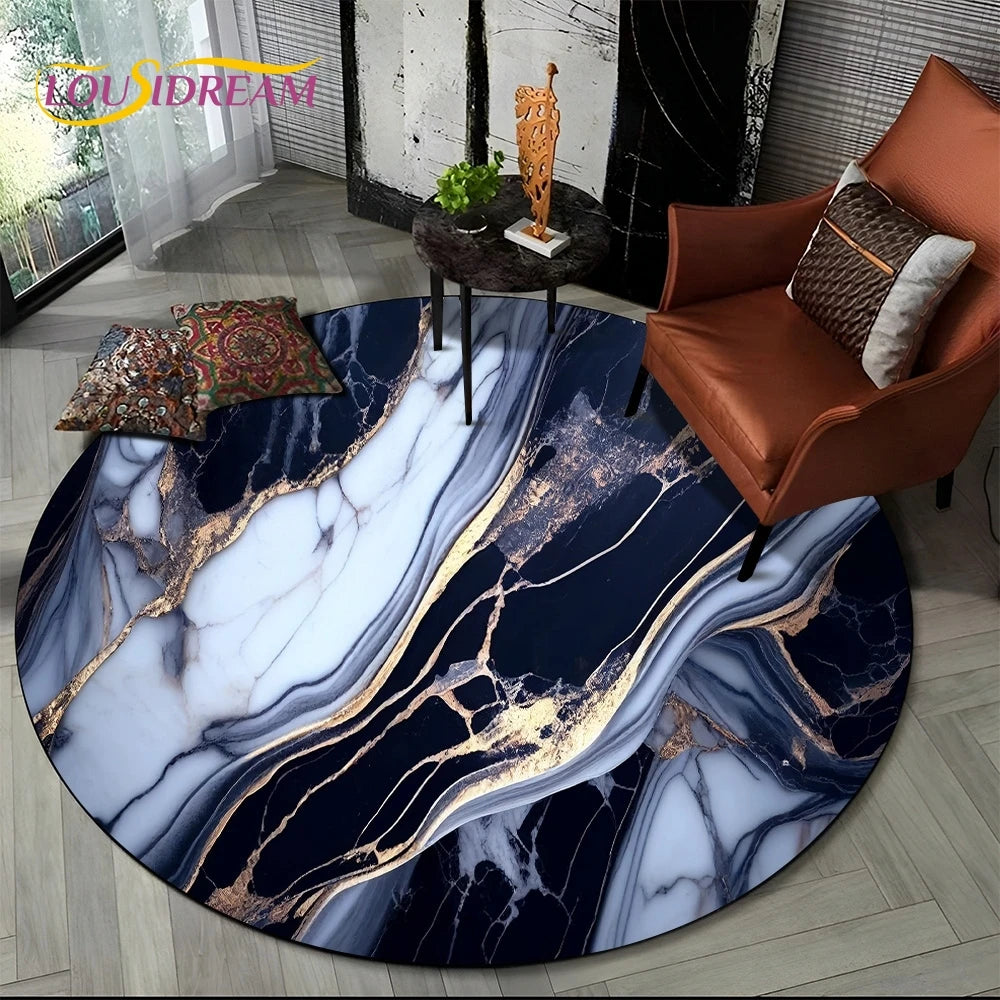 Marble Pattern Round Area Rug