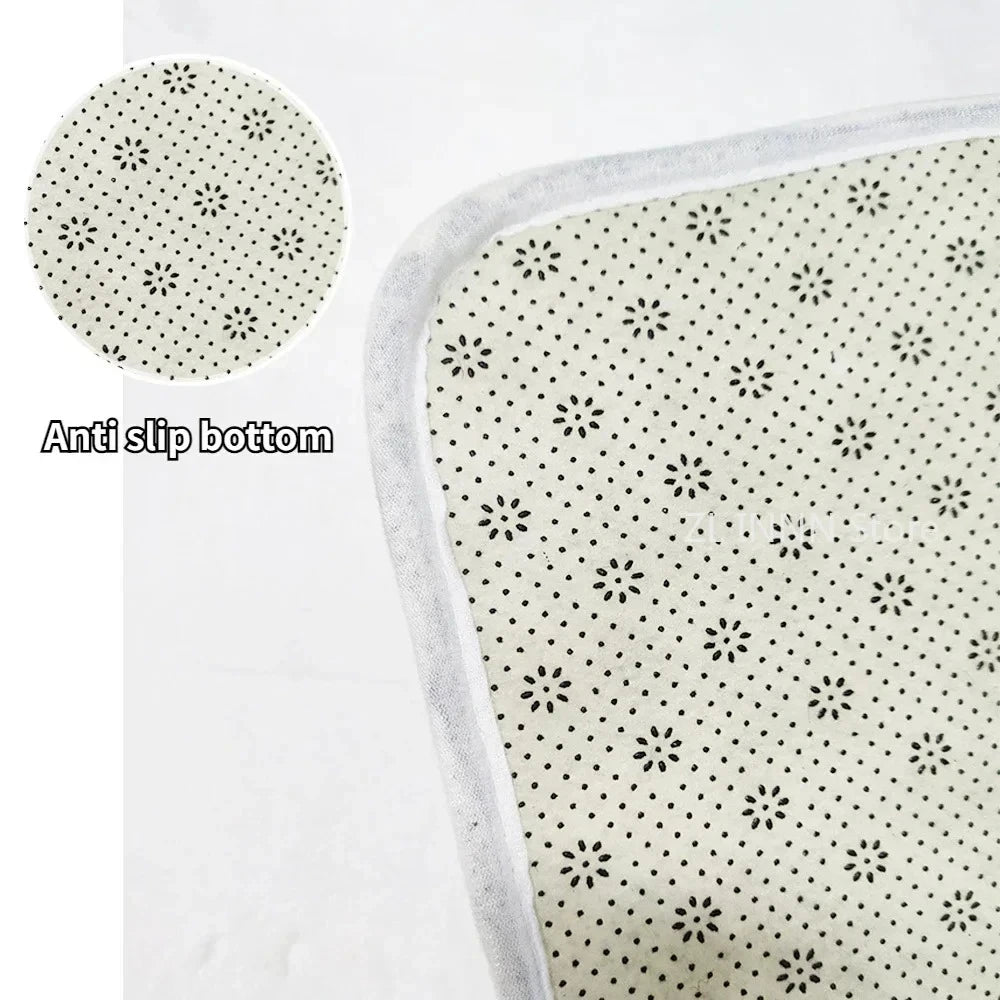 Irregular Cream Oval Area Rug