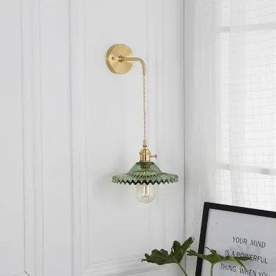 Japanese Brass Glass Wall Lamp