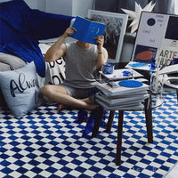 Retro Checkerboard Plush Area Rug