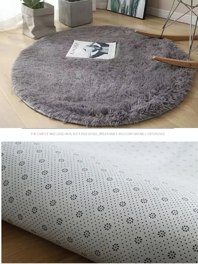 Fluffy Round Bedroom Area Rug