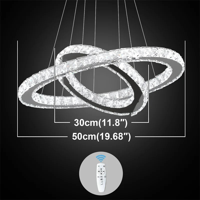 Remote-Dimming Crystal Ring Chandelier