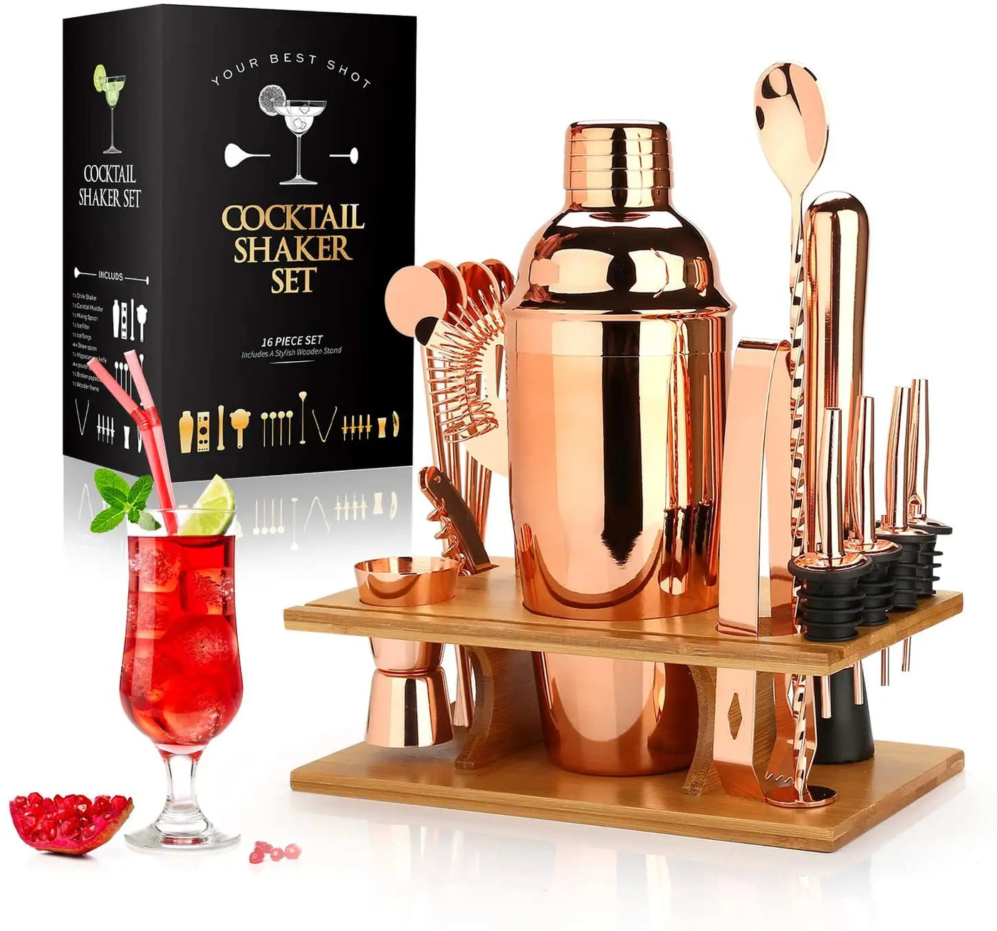 Sixteen-Piece Cocktail Shaker Kit