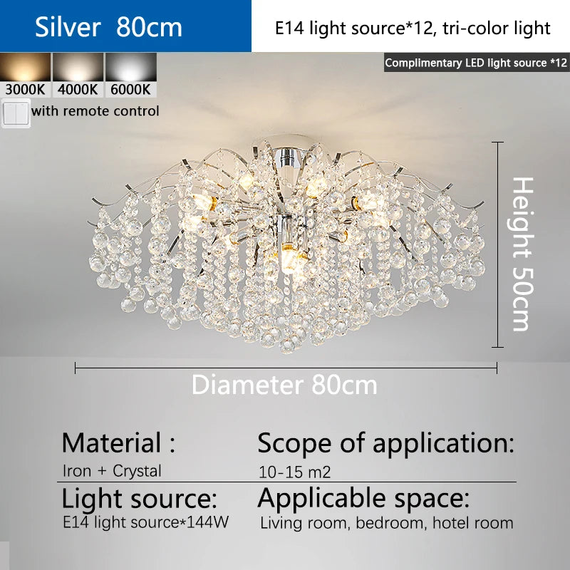 E14 Crystal Ceiling Chandelier