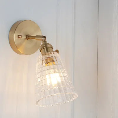 Japanese Brass Glass Wall Lamp