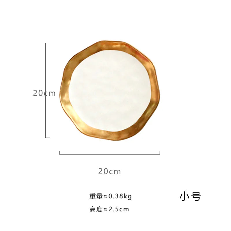 Gold Rim Porcelain Dinner Plate