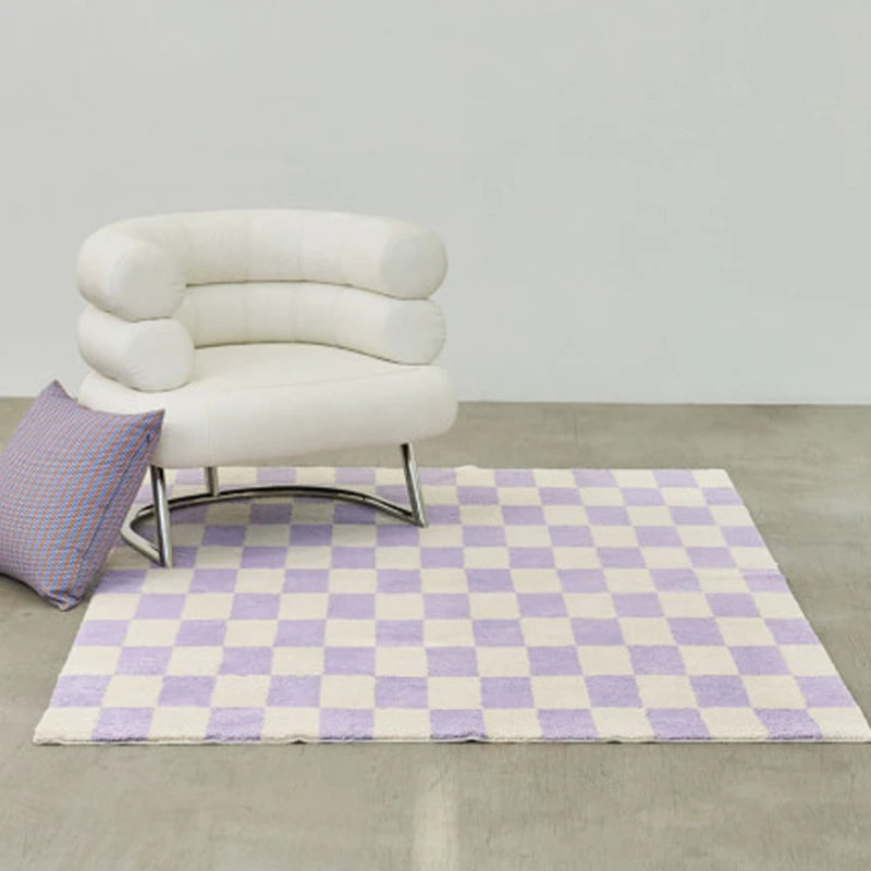 Minimalist Plaid Plush Area Rug