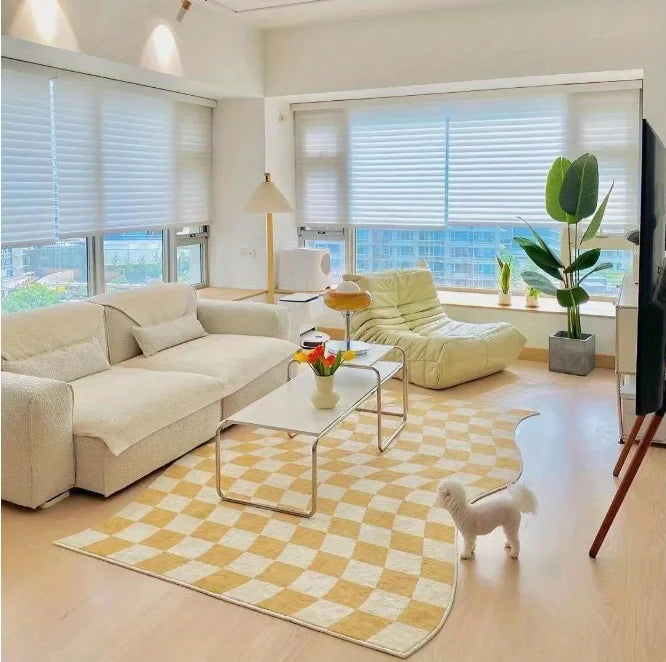 Retro Checkerboard Plush Area Rug